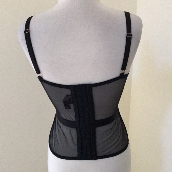 Victoria’s Secret SZ 36C black lace with mesh and rhinestones corset top. - Picture 4 of 9